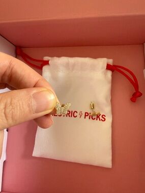 Electric Picks Gold Butterfly Crystal Stud Earrings